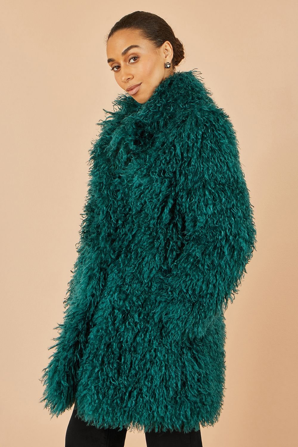 Yumi Yumi Women's Teal Luxe Long Hair Fur Coat - 4