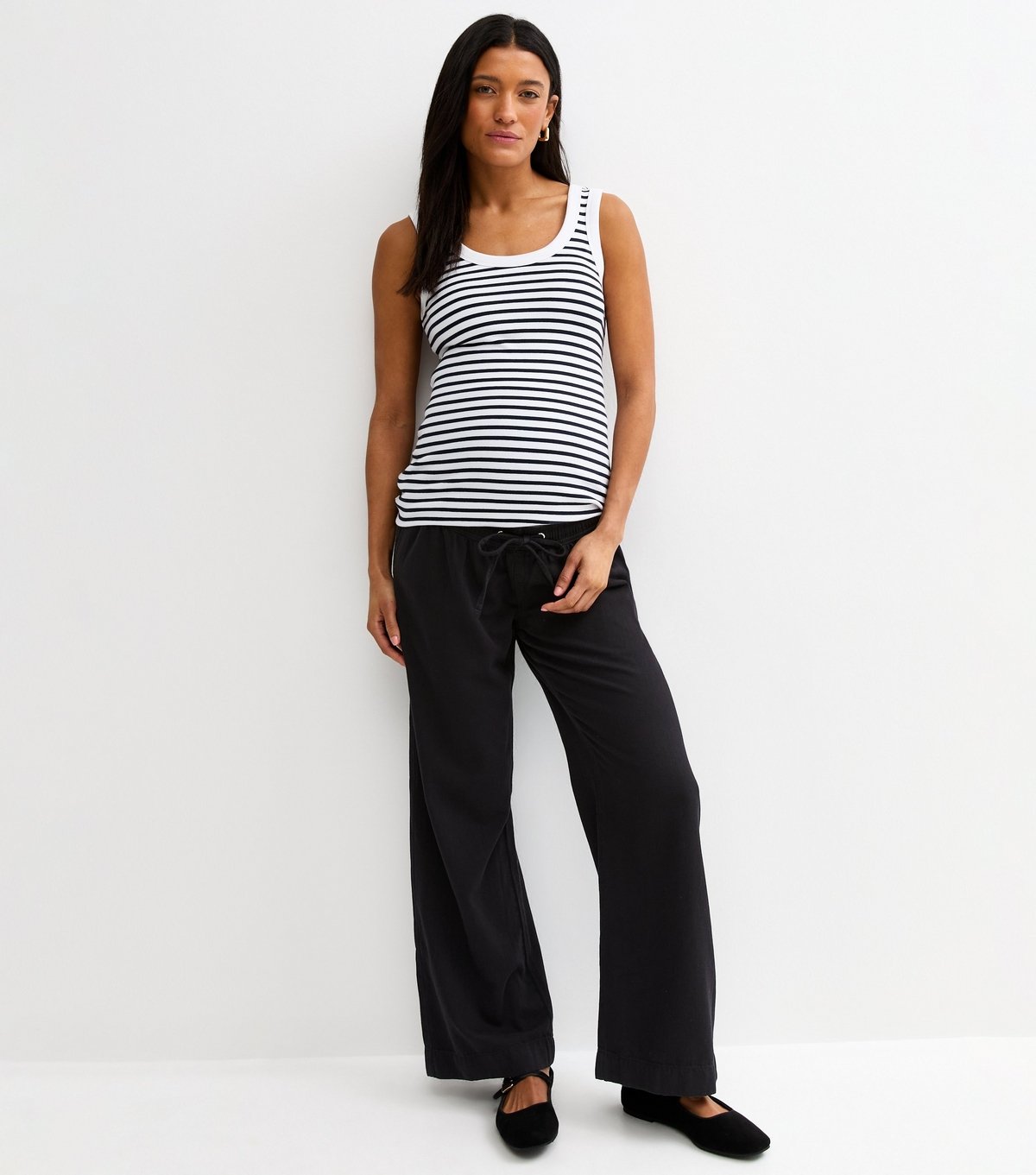 New Look Women's Maternity Black Over Bump Wide Leg Trousers New Look - 1