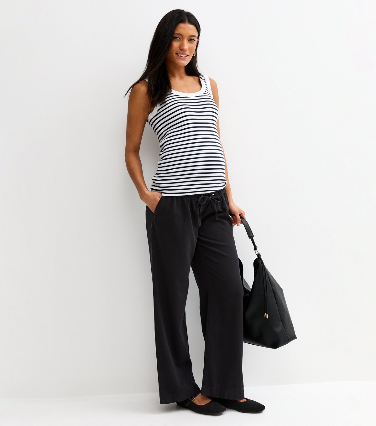 New Look Women's Maternity Black Over Bump Wide Leg Trousers New Look - 3