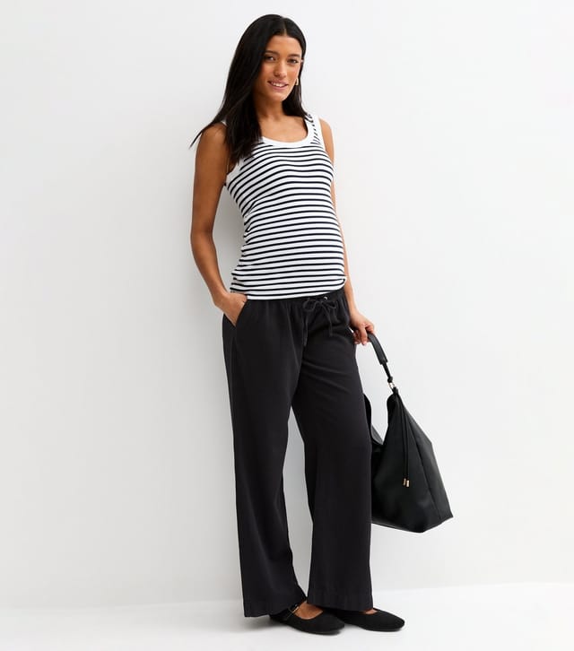 New Look Women's Maternity Black Over Bump Wide Leg Trousers New Look - 3
