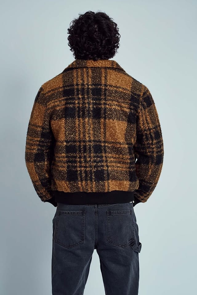 Native Youth Native Youth Men's Check Collared Boucle Button Jacket in Orange - 2