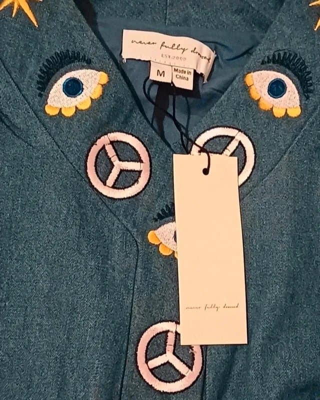 Never Fully Dressed Never Fully Dressed Blue Denim Astrid Bomber Jacket RRP £99 - size M/12