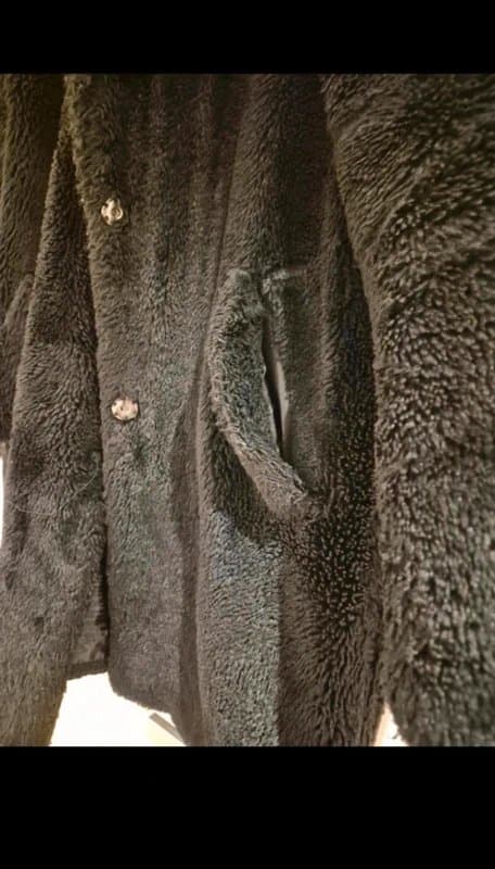 New Look Black fur coat size 12