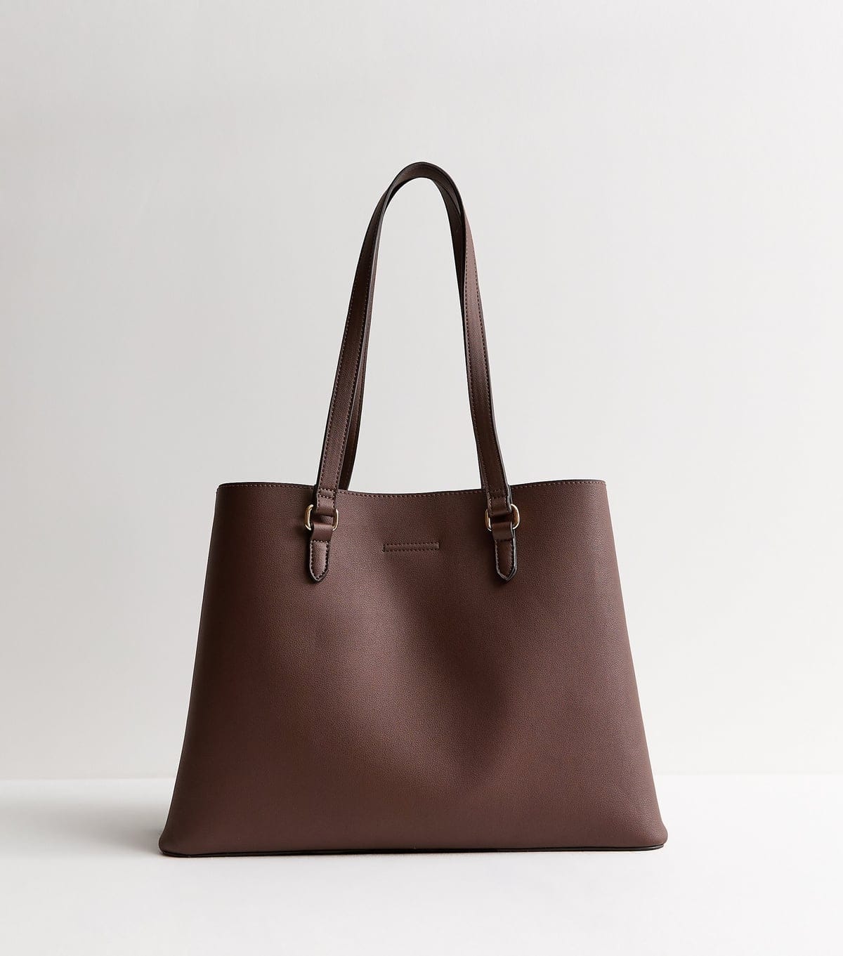 New Look Dark Brown Faux Leather Tote Bag with Mini Bag Charm New Look - 4