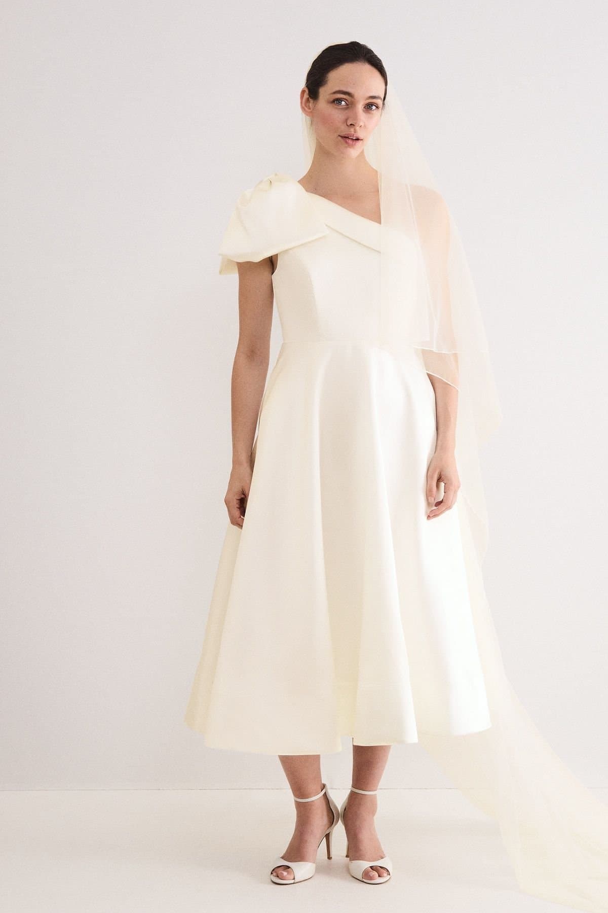 Phase Eight Phase Eight Women's Josephine Bow Midi Dress in Warm White