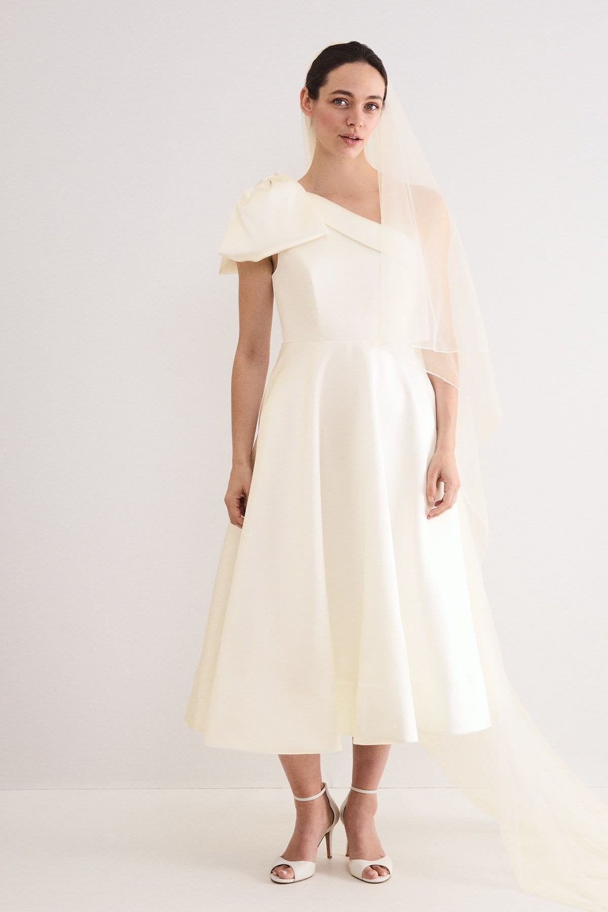 Phase Eight Phase Eight Women's Josephine Bow Midi Dress in Warm White - 1