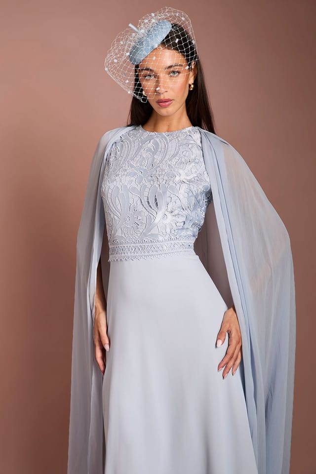 Coast Coast Women's Lisa Tan Cape Sleeve Lace Midi Dress in Pale Blue - 2
