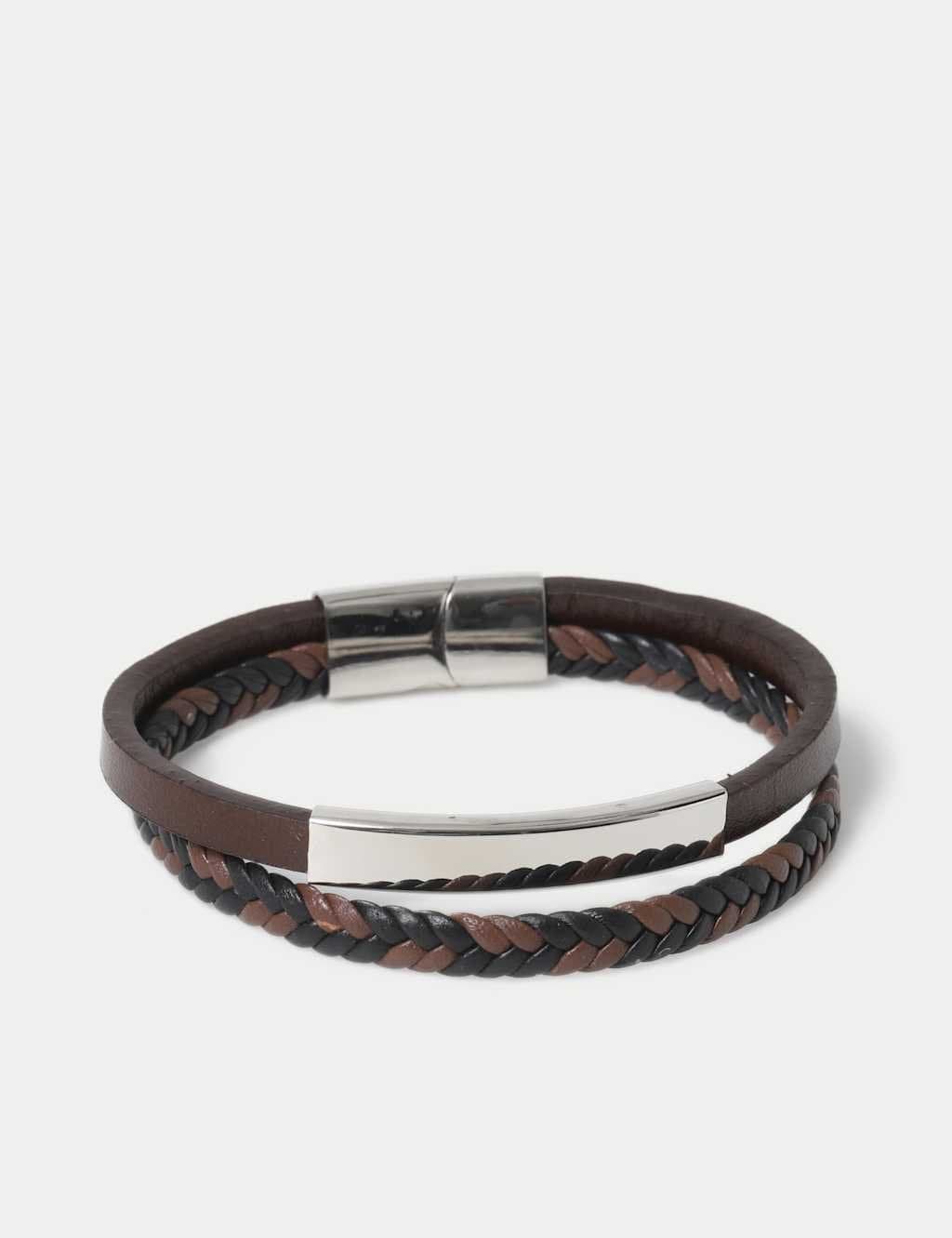 Marks & Spencer M&S Genuine Leather Double Row Bracelet Brown