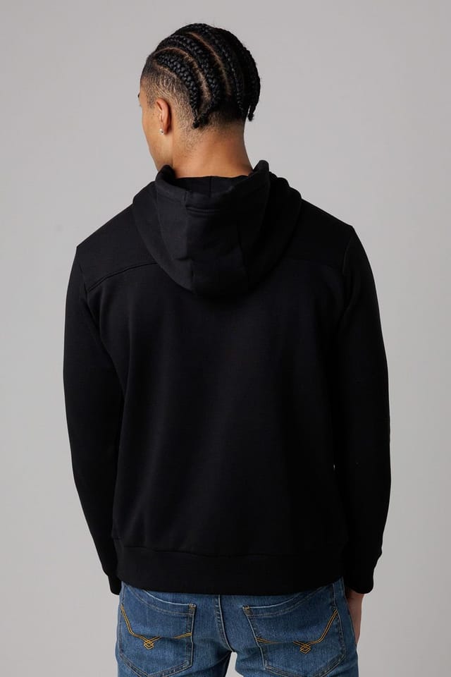 Santa Barbara Polo & Racquet Club Santa Barbara Polo & Racquet Club Men's Cotton Rich Pullover Hoodie with Drawstring & Kangaroo Pocket in Black - 2