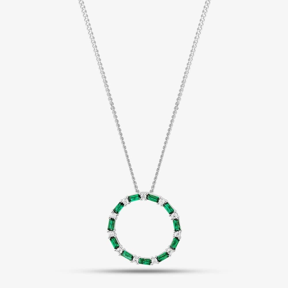 T.H.Baker T.H.Baker Green Cubic Zirconia Circle Pendant Necklace