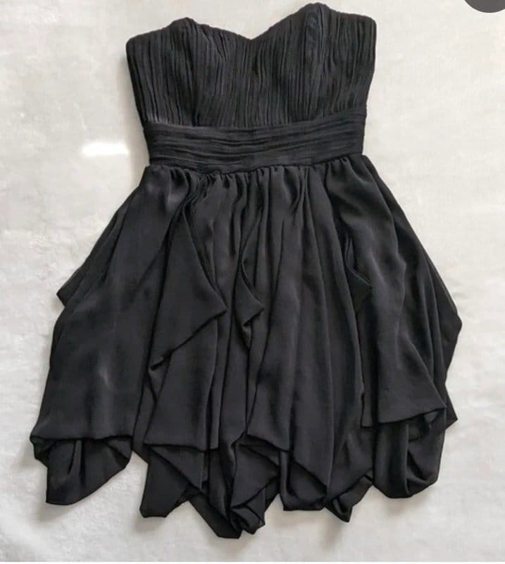 ASOS Petite Black Chiffon Pleated Mini Dress