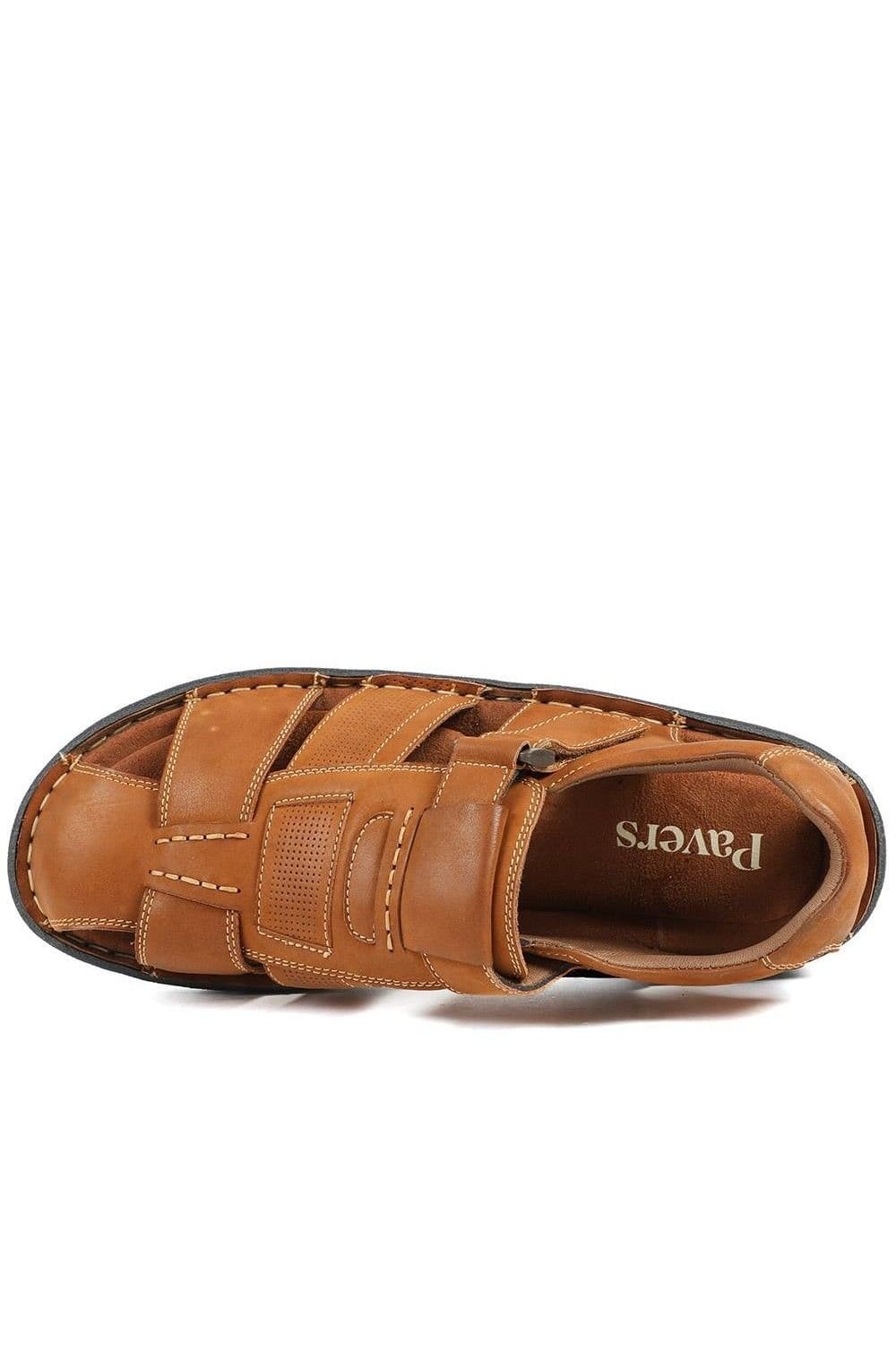 Pavers Pavers Men's Leather Touch Fasten Fisherman Sandals in Tan - 4
