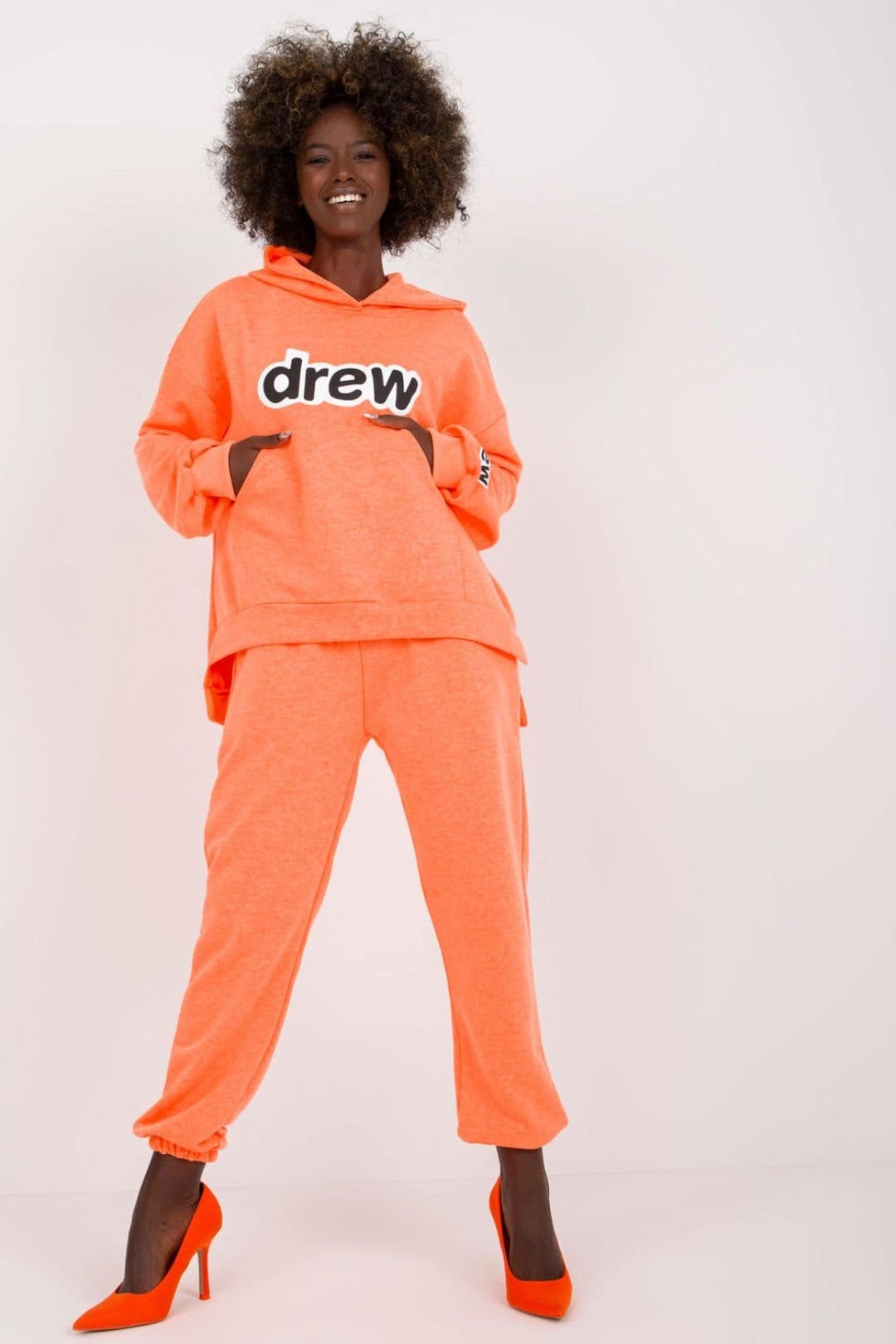 Love Lace Orange Hooded Sweatshirt & Pants Set