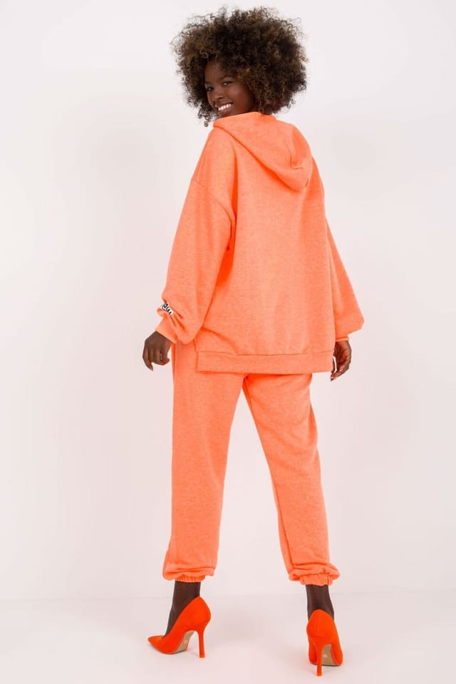 Love Lace Love Lace Women's Hooded Kangaroo Pocket Sweatshirt & Pants Set in Orange - 3