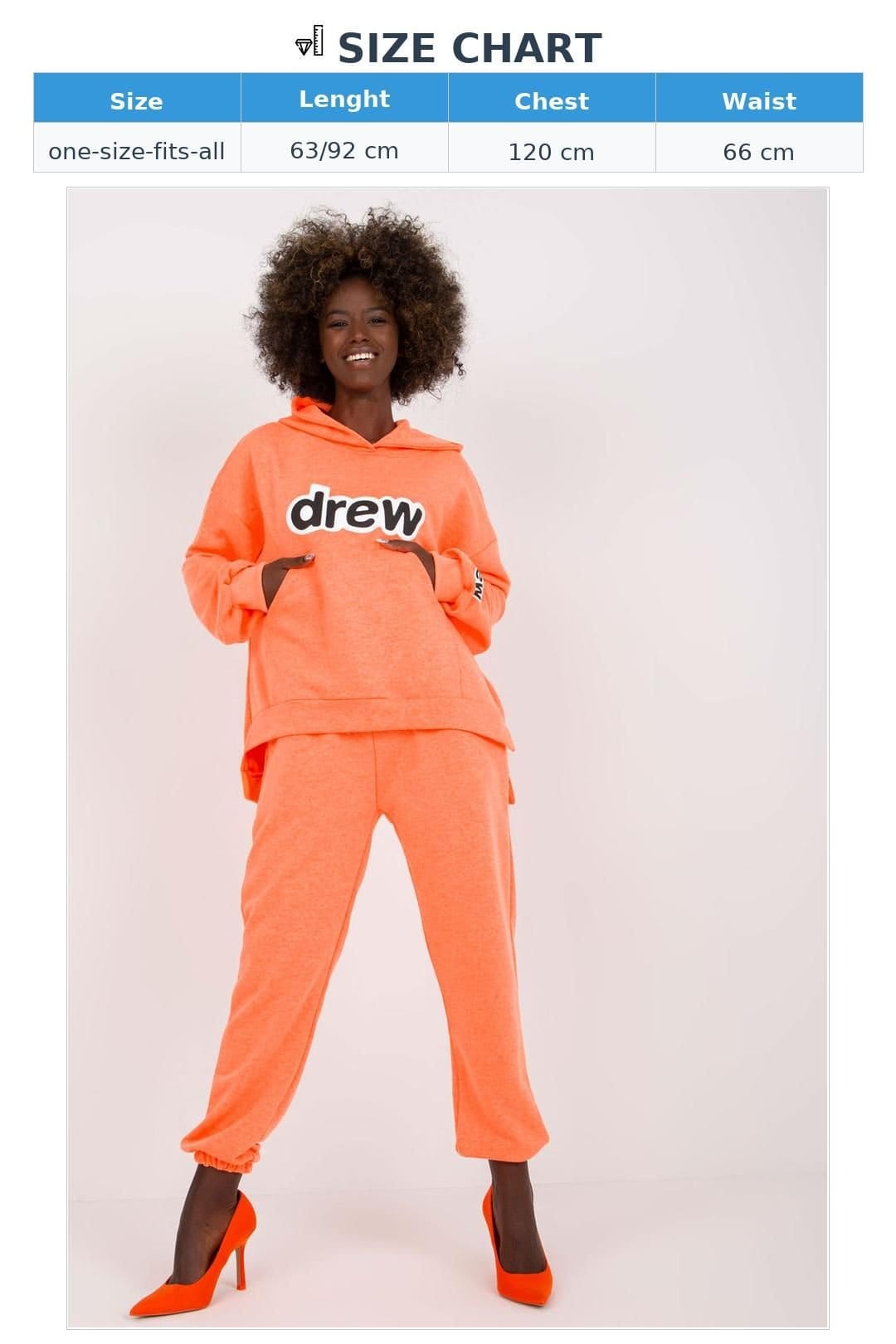 Love Lace Love Lace Women's Hooded Kangaroo Pocket Sweatshirt & Pants Set in Orange - 4