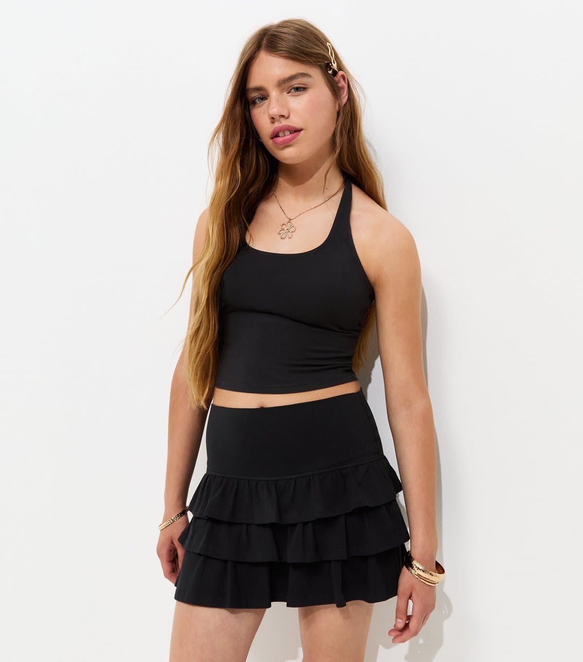 New Look Girls' Black Jersey Rara Skirt New Look