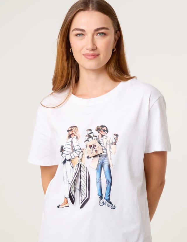 Blue Vanilla Stylish Graphic Illustration T-Shirt - 3
