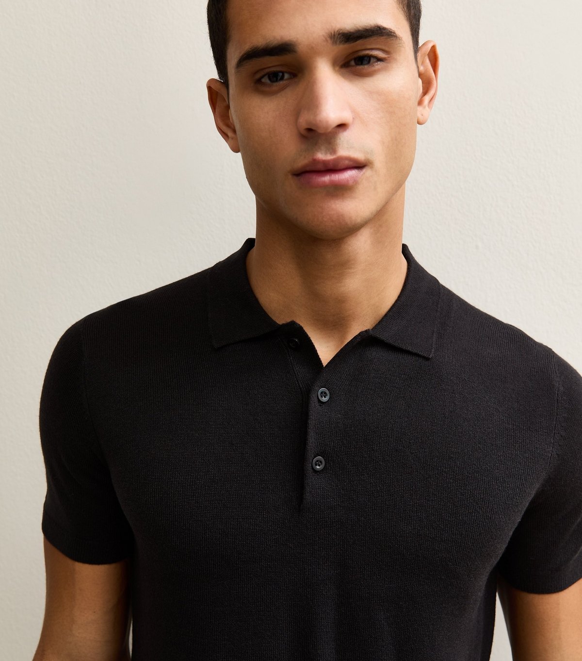 New Look Men's Black Regular Knit Polo Shirt New Look - 2