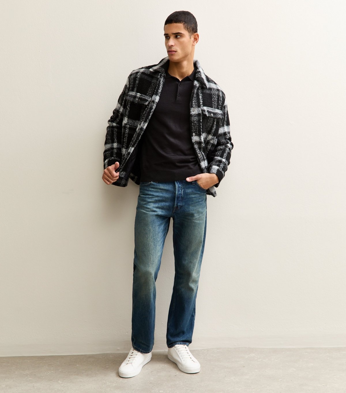 New Look Men's Black Regular Knit Polo Shirt New Look - 3