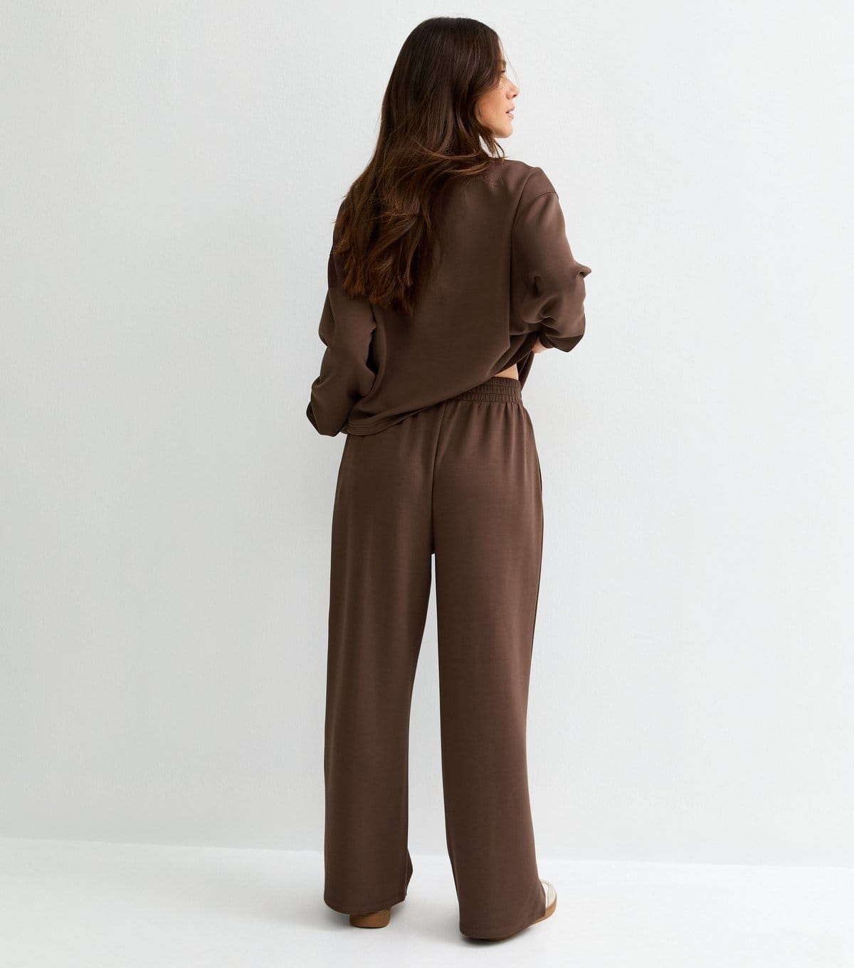 New Look Women's Petite Premium Dark Brown Wide Leg Joggers New Look - 4