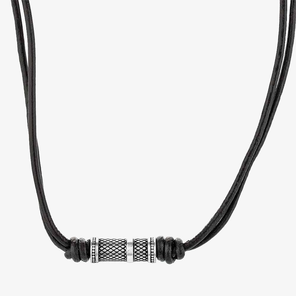 Bourne and Wilde Bourne and Wilde Men's Black Leather Criss-Cross Necklace