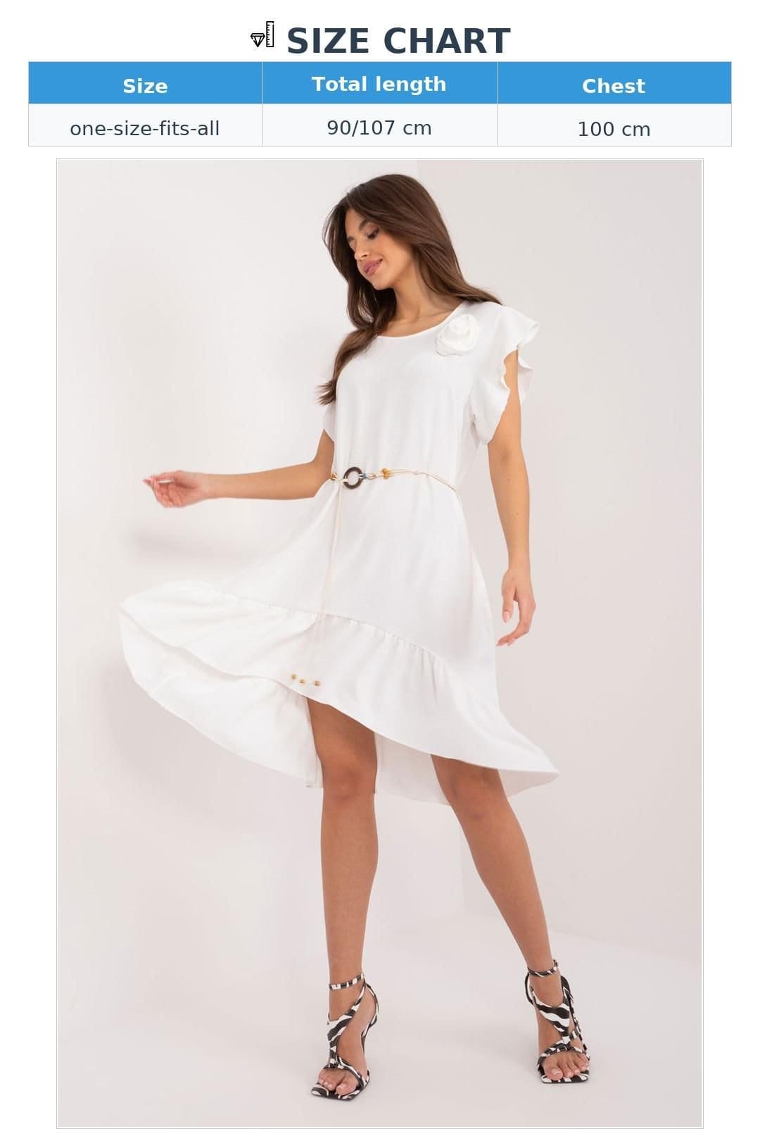 Love Lace Love Lace Women's Asymmetrical Summer Flare Dress with Tie Belt in White - 4