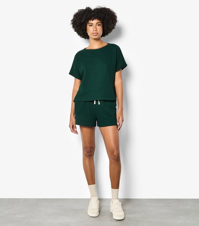 Apricot Women's Dark Green Cotton Rich Waffle Texture T-Shirt Apricot New Look - 2