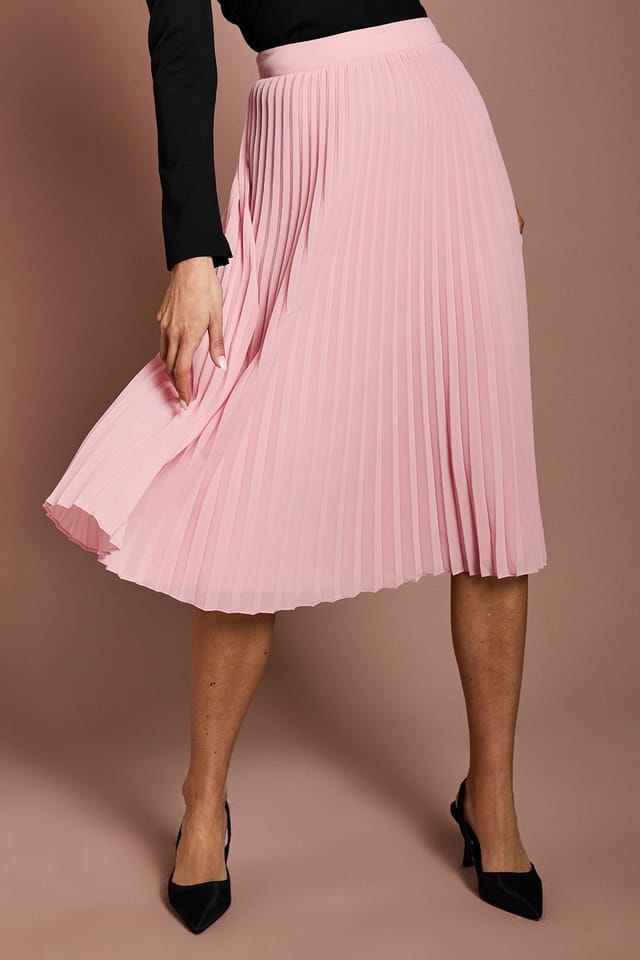 Coast Coast Women's Pleated Georgette Midi Skirt in Light Pink - 2