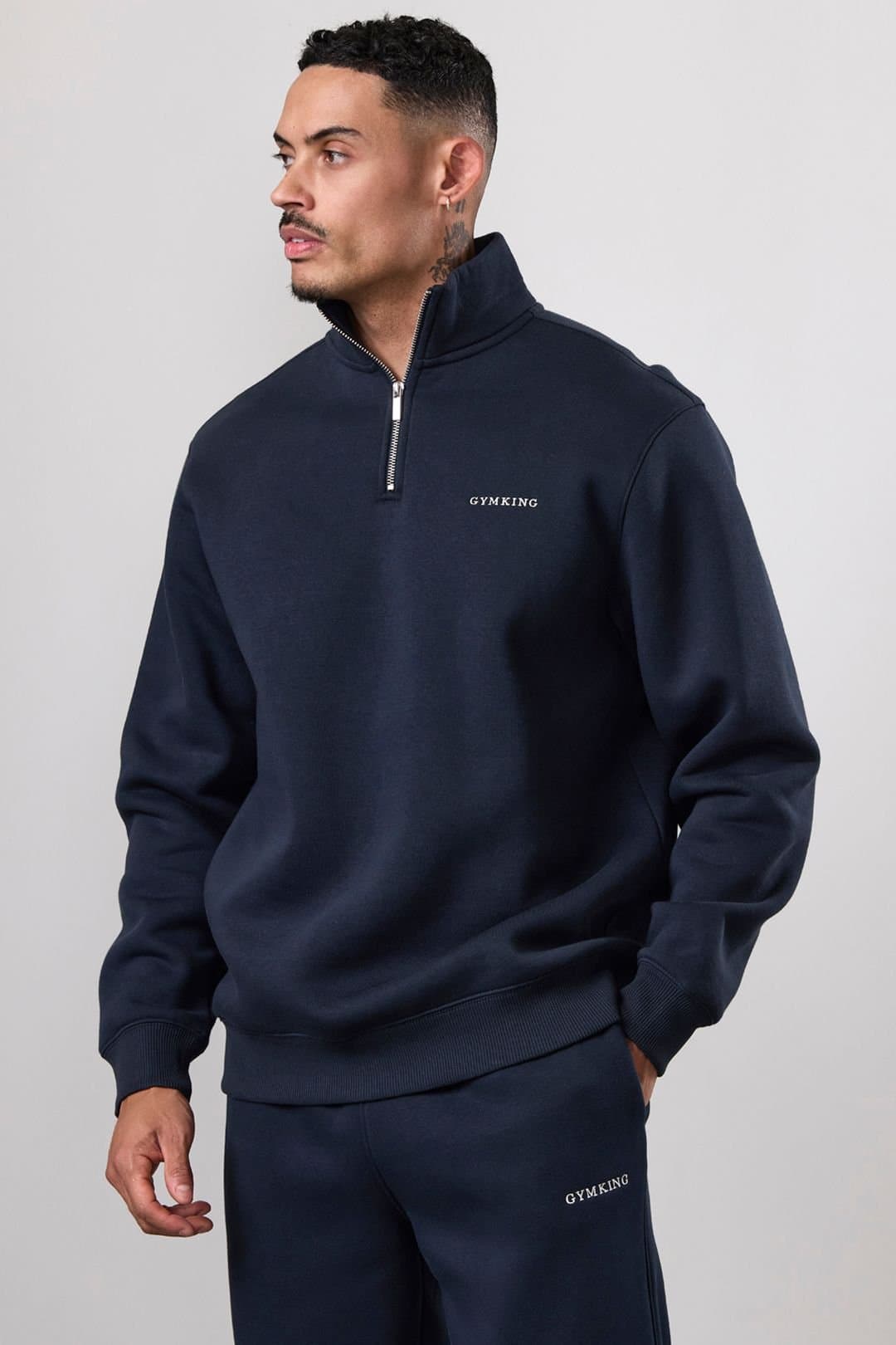 Gym King GYM KING Men's Fundamental Linear 1/4 Zip Navy