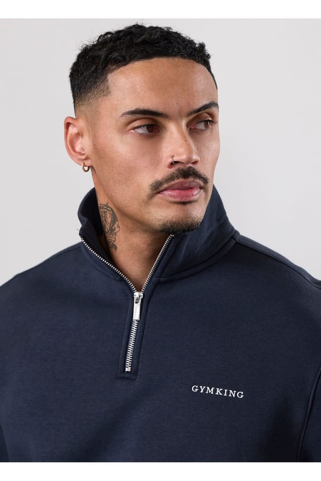 Gym King GYM KING Men's Fundamental Linear 1/4 Zip Navy - 3