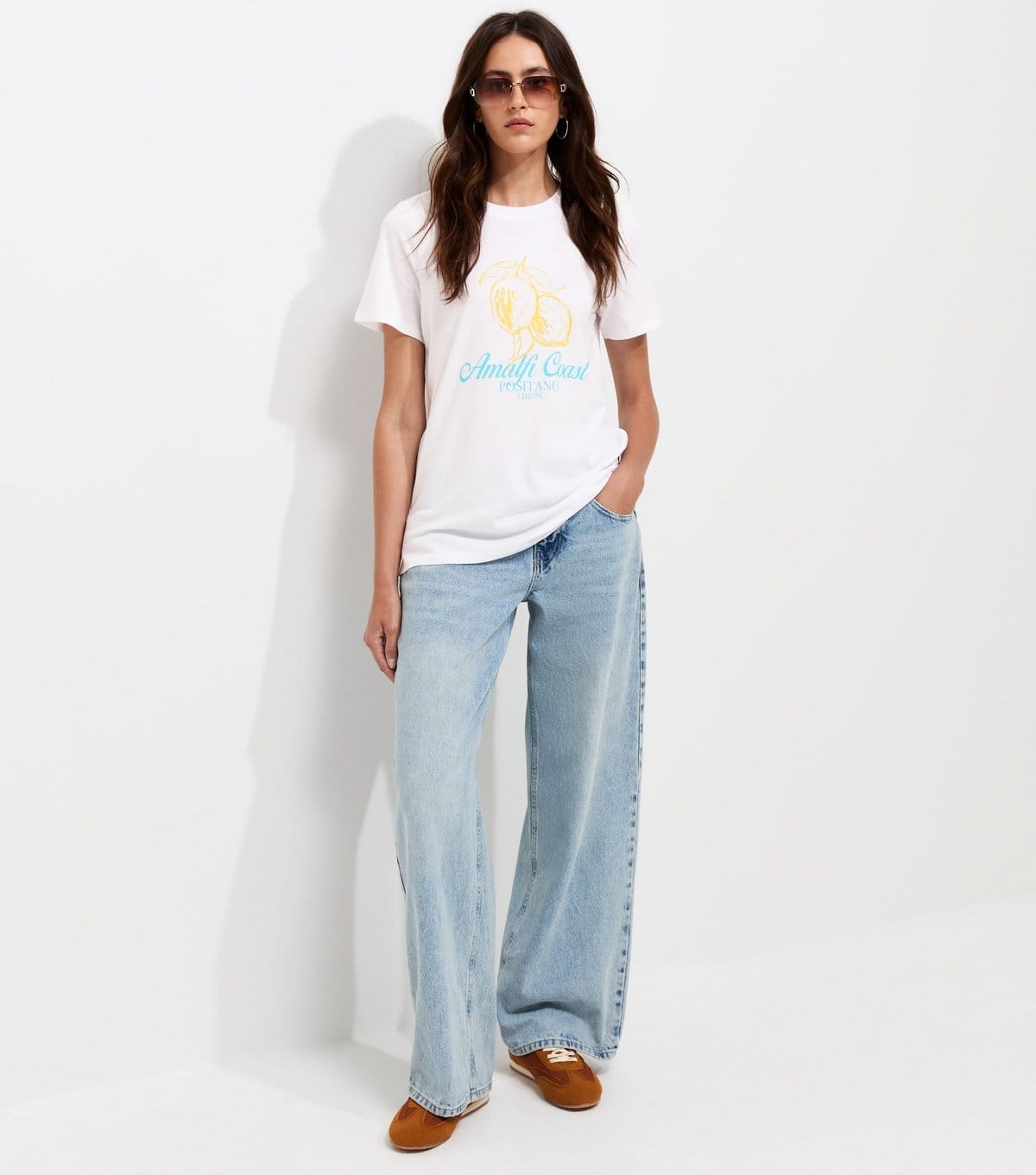 New Look White Amalfi Coast Lemon Print Crew Neck T-Shirt