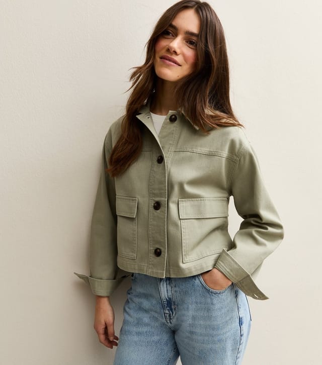 New Look Women's Petite Light Khaki Boxy Cotton Shacket New Look - 2