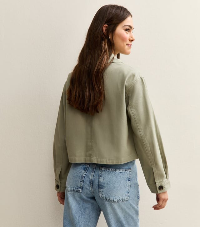 New Look Women's Petite Light Khaki Boxy Cotton Shacket New Look - 3