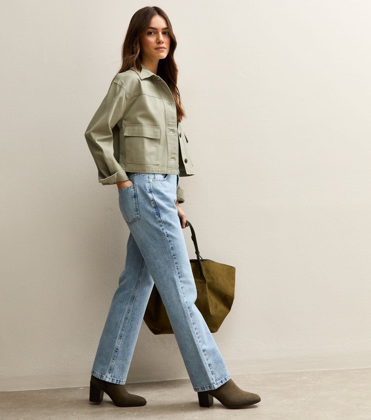 New Look Women's Petite Light Khaki Boxy Cotton Shacket New Look - 4
