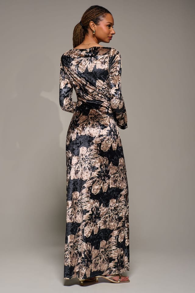 Jolie Moi Jolie Moi Women's Ruffle Sleeve Boat Neck Velvet Maxi Dress - 2