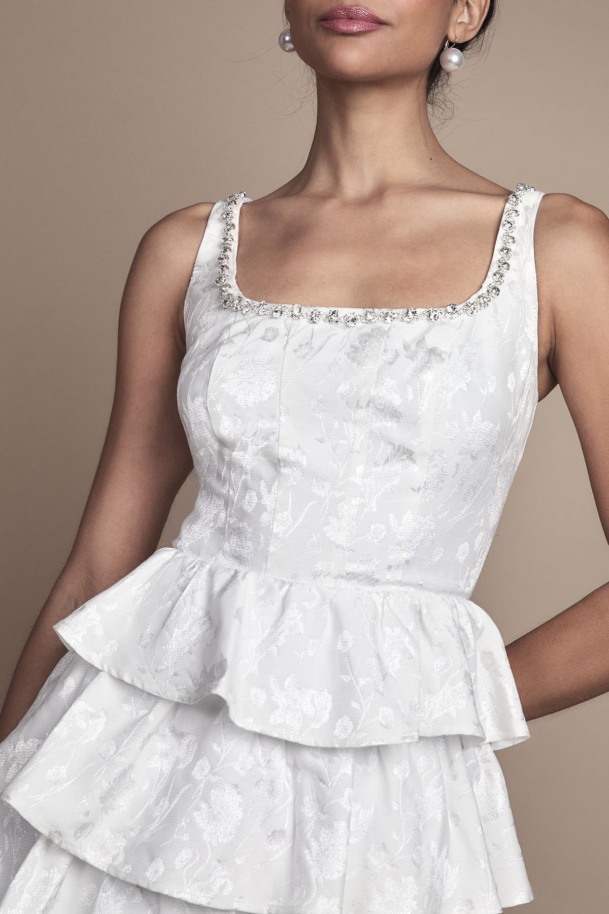 Coast Coast Women's Ruffle Hem Mini Wedding Dress in Ivory - 4