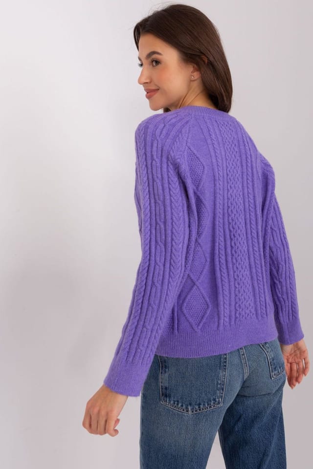 Love Lace Love Lace Women's Variegated Texture Button Front Cardigan Sweater in Violet - 3