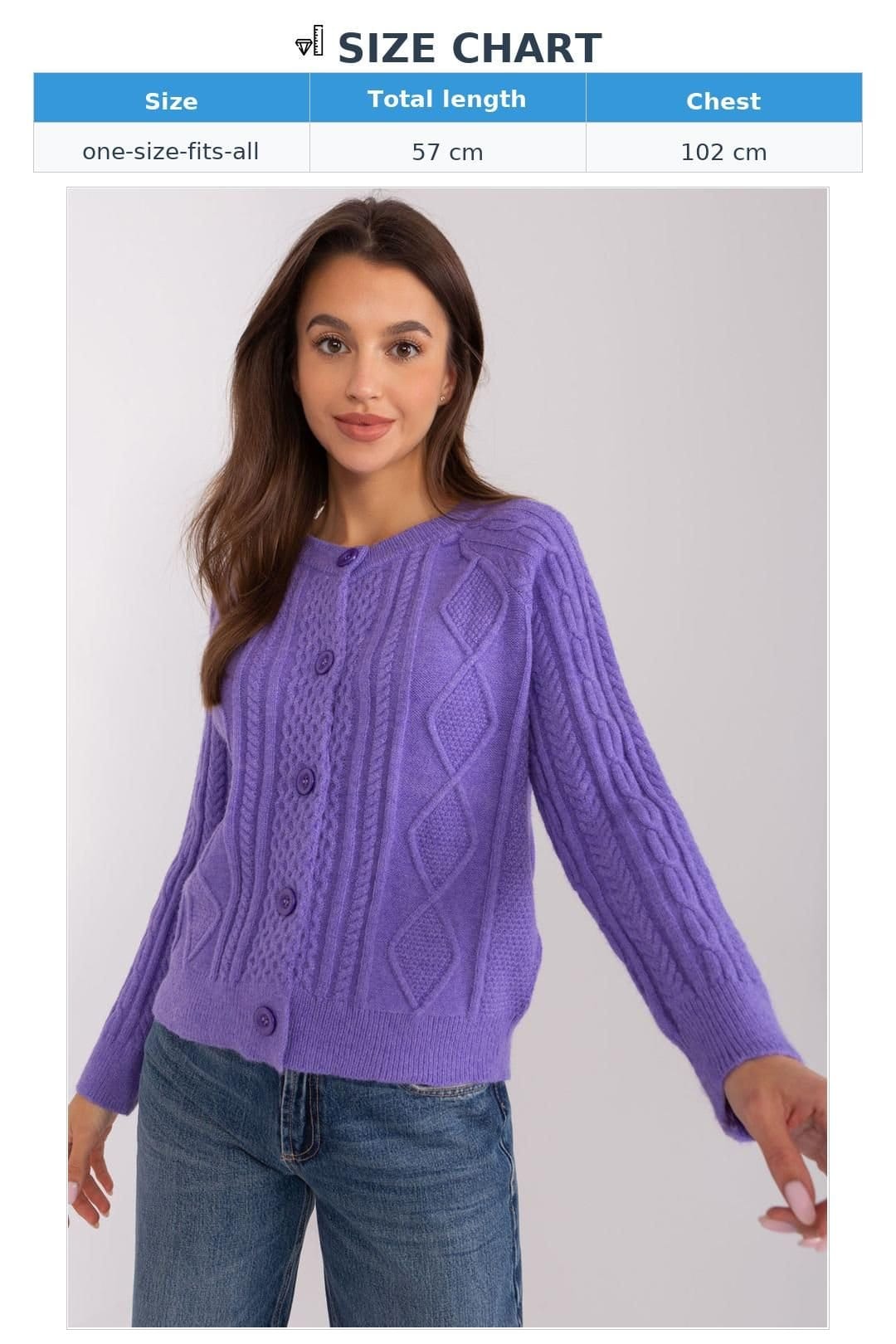 Love Lace Love Lace Women's Variegated Texture Button Front Cardigan Sweater in Violet - 4