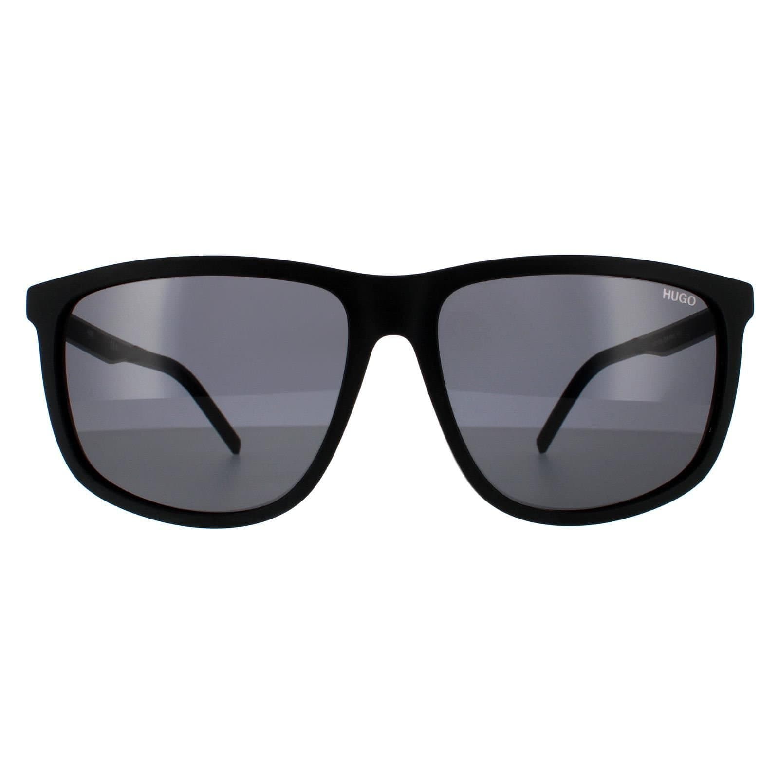 HUGO HUGO Men's Rectangle Matte Black Grey Sunglasses