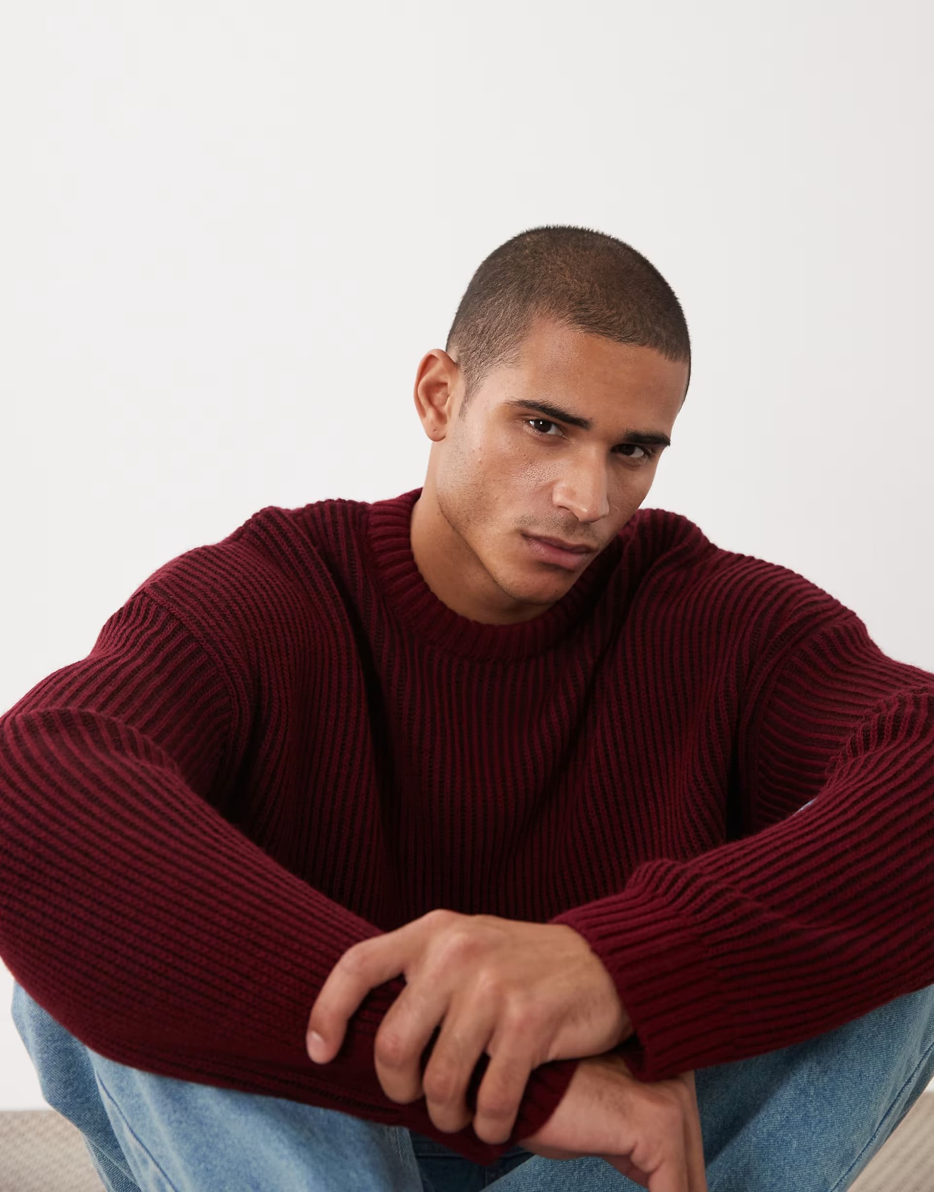 ASOS ASOS DESIGN oversized knitted ribbed jumper in red