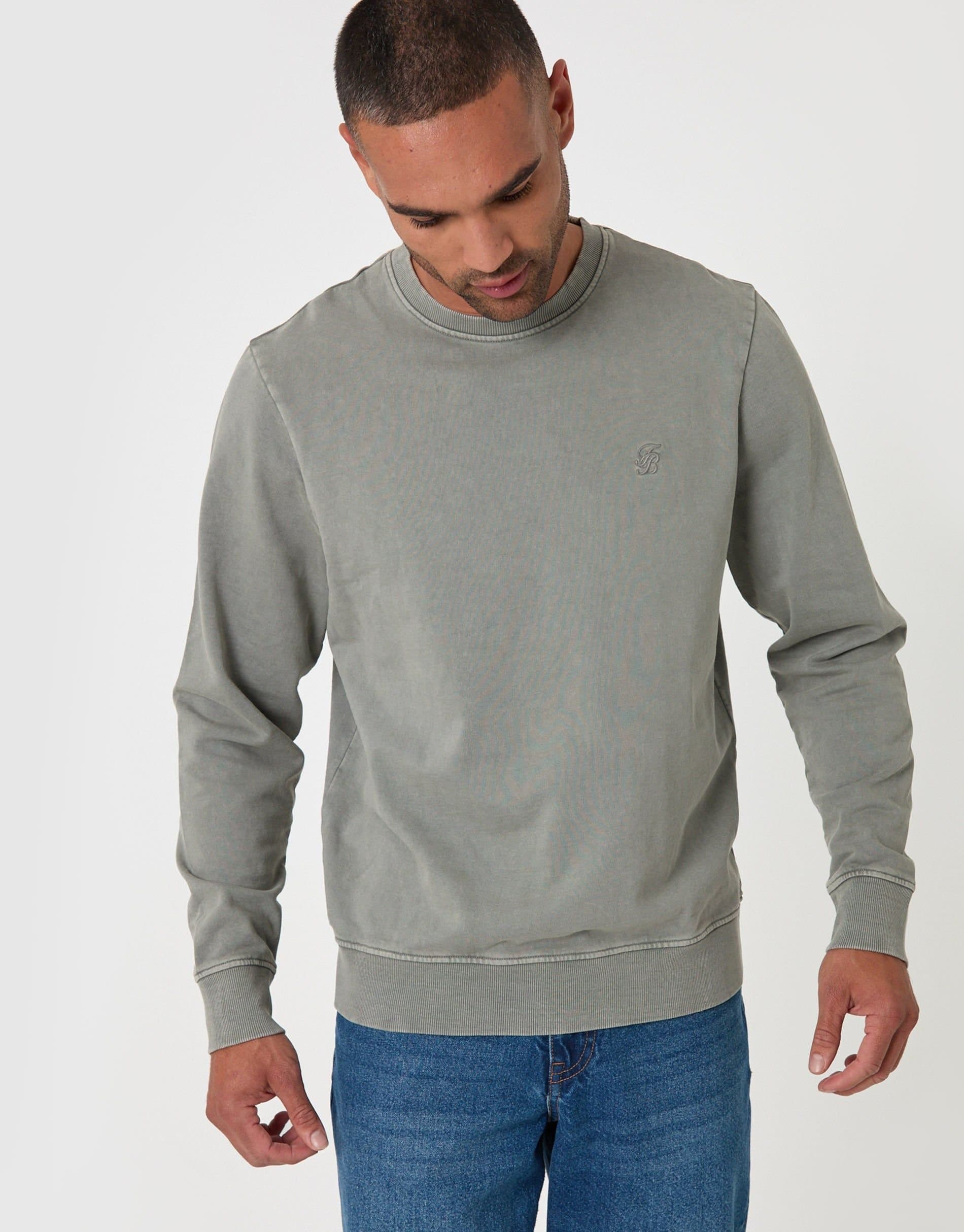 Threadbare threadbare Men's Ribbed Cotton Sweatshirt in Green