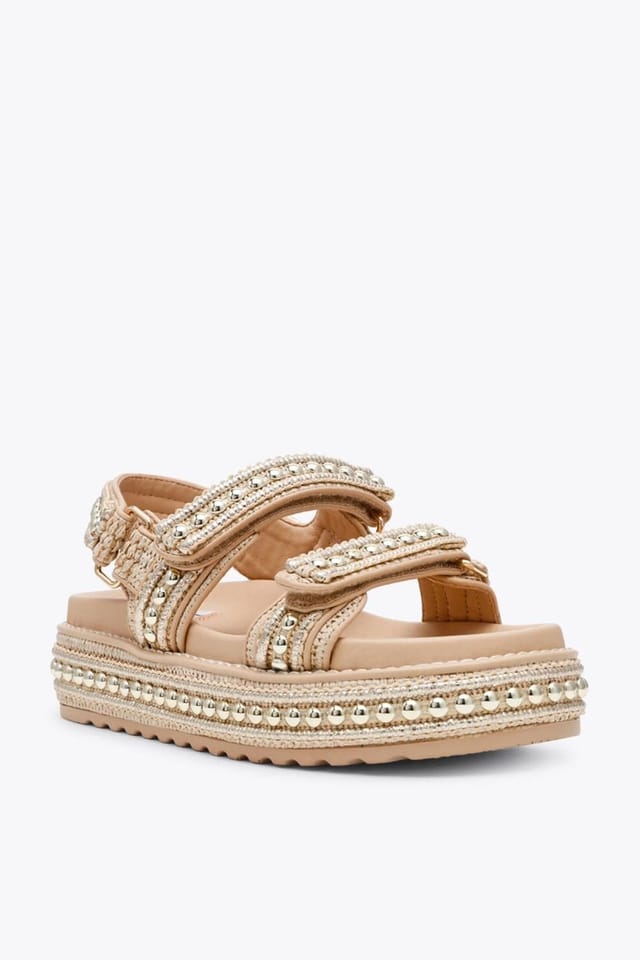 Steve Madden STEVE MADDEN Women's 'Bigmona S 163' Fabric Sandals in Gold - 2