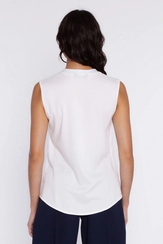 Love Lace Love Lace Women's Sleeveless V Neck Cutout Viscose Blouse in White - 3