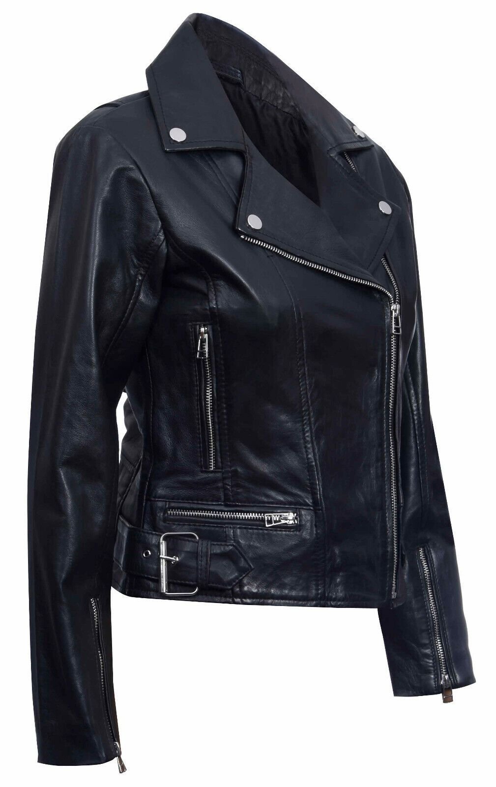 Infinity Leather Infinity Leather Women's Leather Biker Jacket-Stockholm in Black - 2