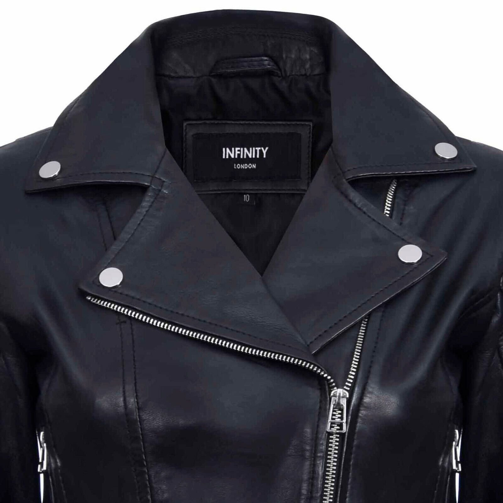 Infinity Leather Infinity Leather Women's Leather Biker Jacket-Stockholm in Black - 4