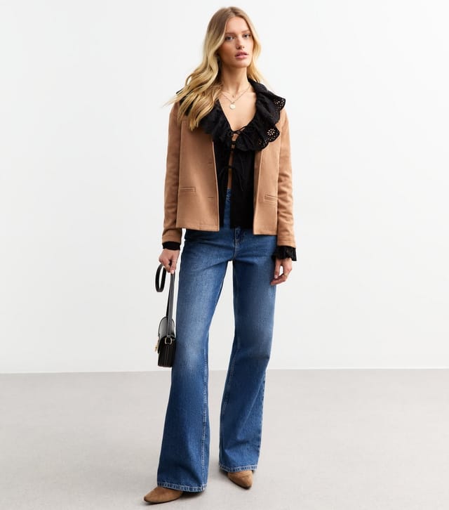 New Look Women's Black Broderie Anglaise Frill Collar Blouse New Look - 3