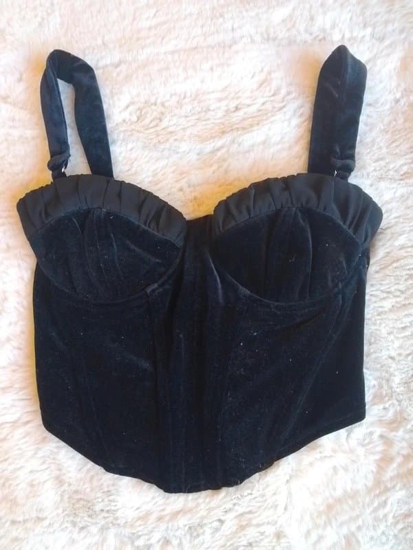 Bershka Bershka corset black velvet top