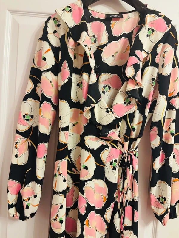 Wallis Wallis ruffle midi plunge wrap dress wedding party holiday 12 same day post