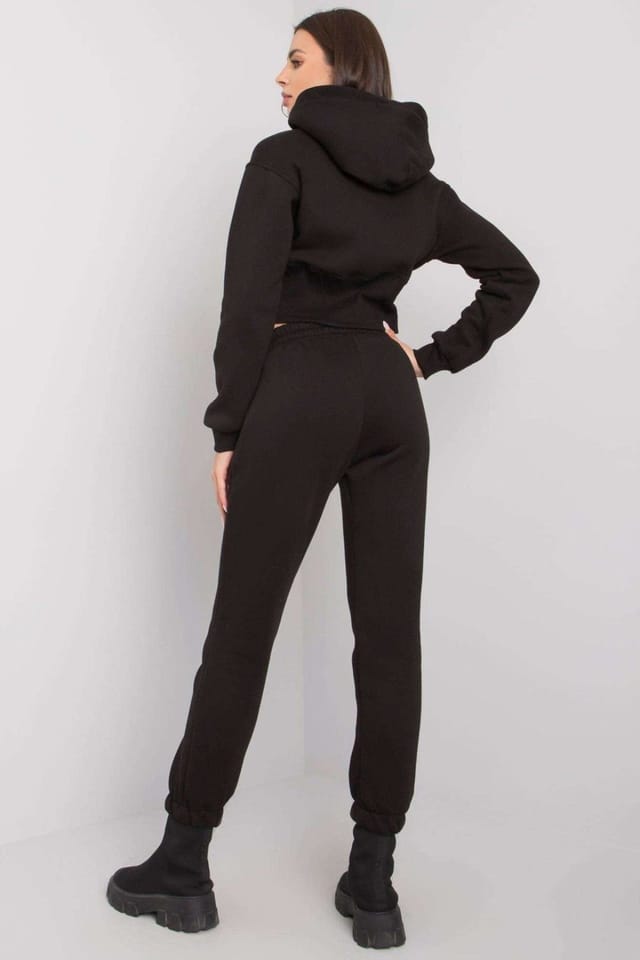 Love Lace Love Lace Women's Hooded Sweatshirt & Tie Waist Pants Set Style 172654 in Black - 2