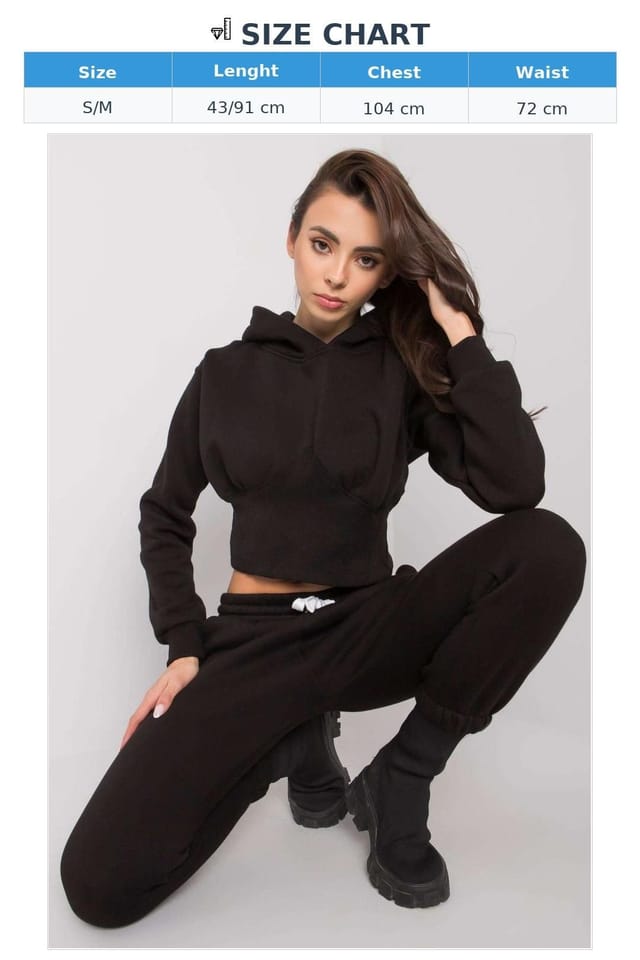 Love Lace Love Lace Women's Hooded Sweatshirt & Tie Waist Pants Set Style 172654 in Black - 3